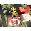 Image 1 : Tires, gas can (modified) meatl toolbox + misc