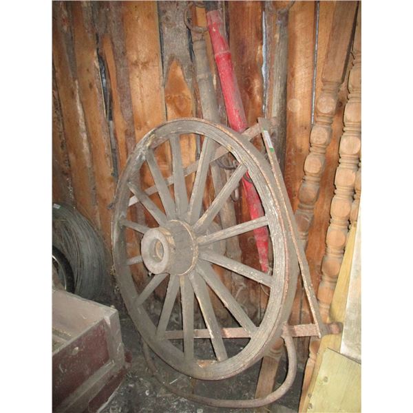 3 eveners + wood wagon wheel (44" diameter)
