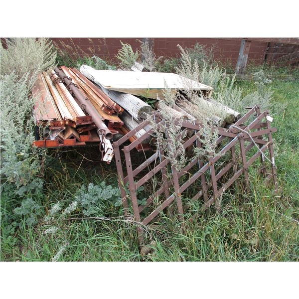 yard drag fence poles, misc