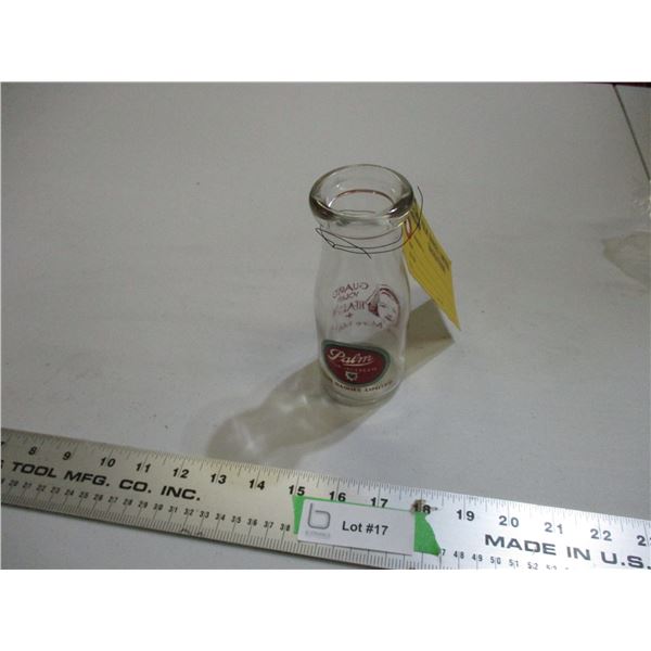 6" tall palm dairies milk bottle + cream tag