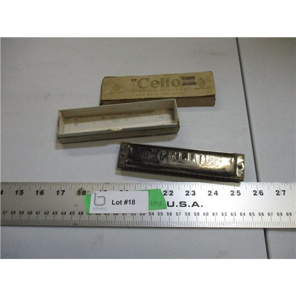 Vintage Cello harmonica in original box