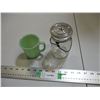 Image 1 : Jadeite Fire King cup + perfect seal mason jar