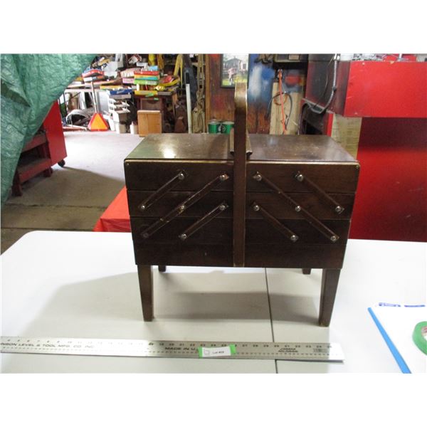 Vintage wooden storage sewing box