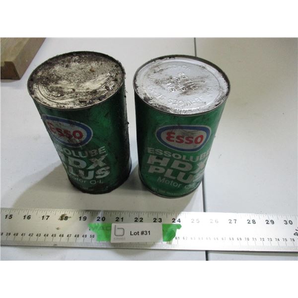 Esso HDX Plus Motor Oil 1 litre cans (1 full 1 empty)