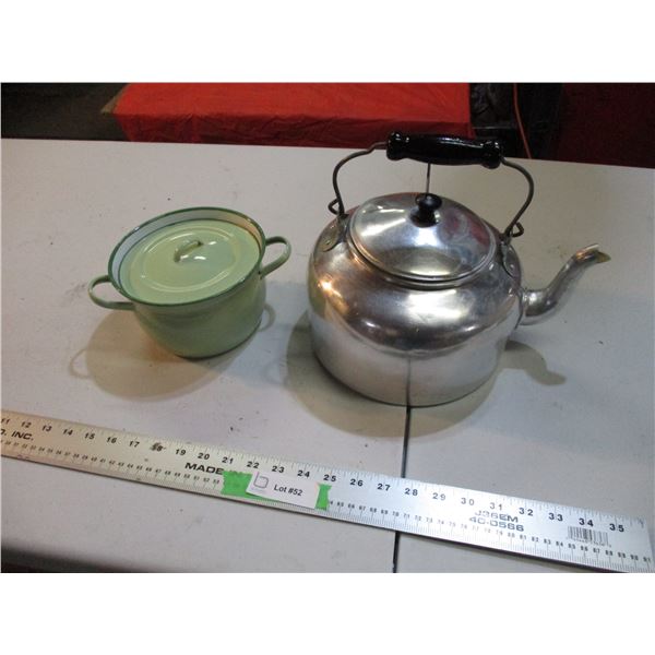Vintage kettle + enamel pot