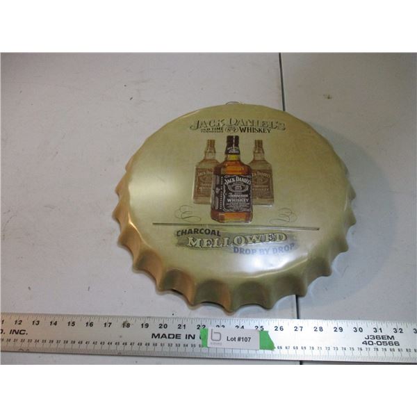 Jack Daniels Bottle cap wall hanging - 14" diamter