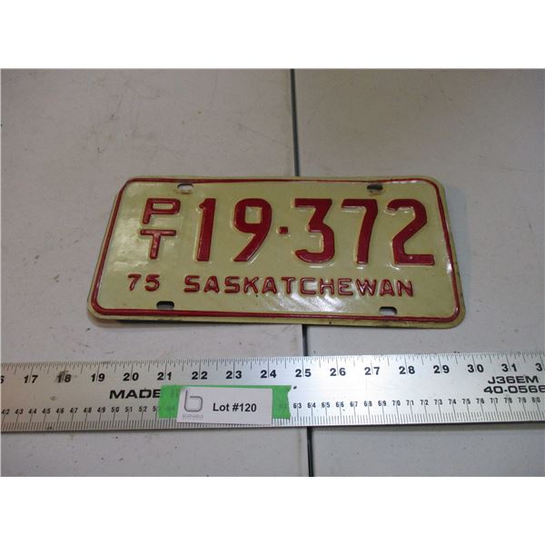 1975 Sask PT License plate