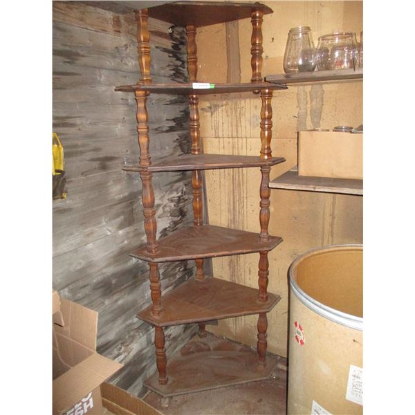6 tier wooden shelf 72" H Corner shelf