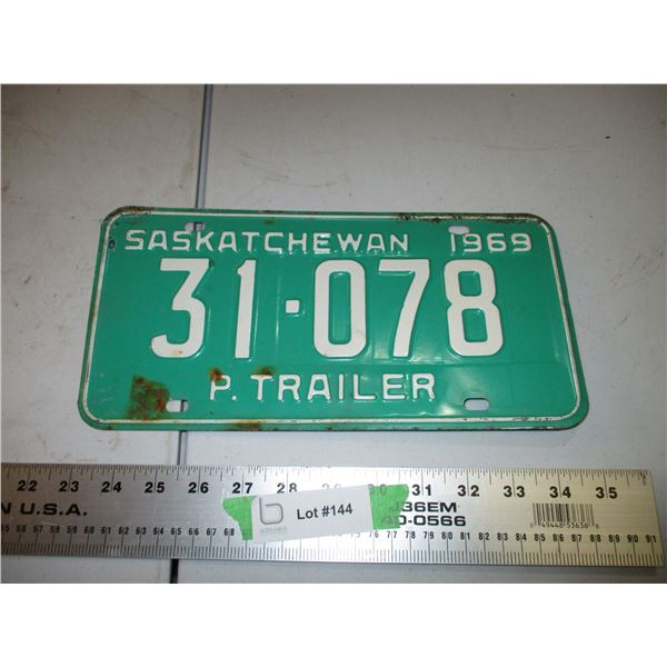 1969 P. Trailer Sask License Plate