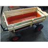 Image 4 : Speedway Racer Kids Metal Wagon, wood sides, rubber tires