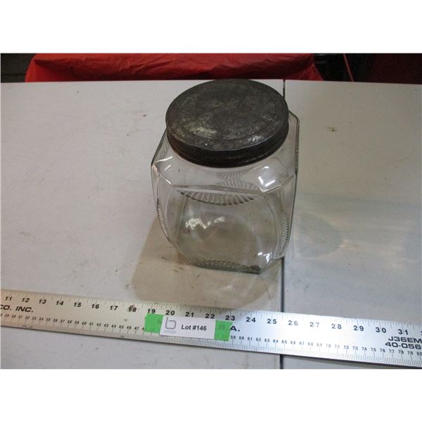 Vintage glass jar with lid