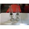 Image 1 : 2X The Money - clear glass oil lamps with chimneys
