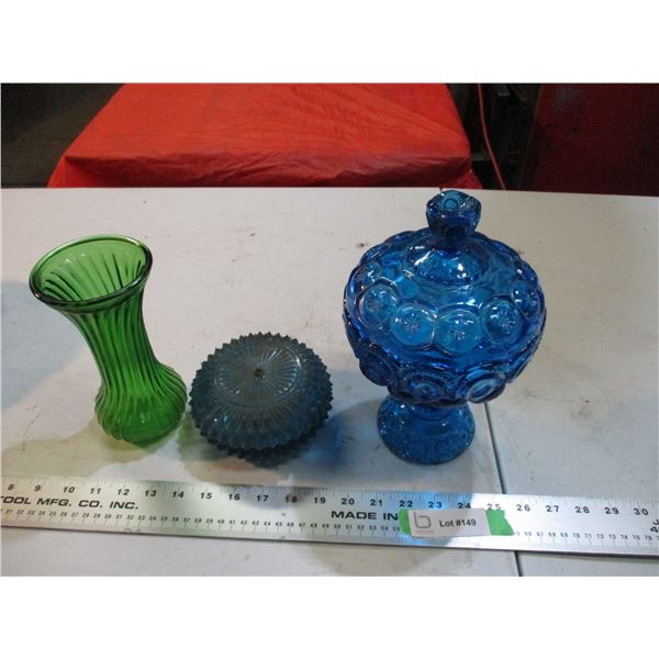 3 colored glass pieces