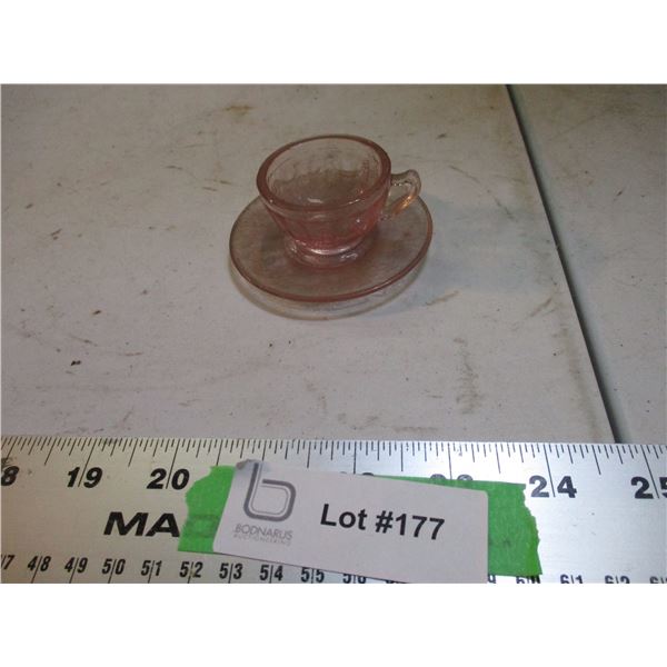 Vintage pink depression (kids) cup and saucer