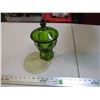Image 1 : green glass candy dish? with lid (lid has chip)