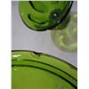 Image 3 : green glass candy dish? with lid (lid has chip)