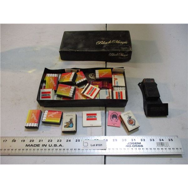 Vintage match holder + matchbooks