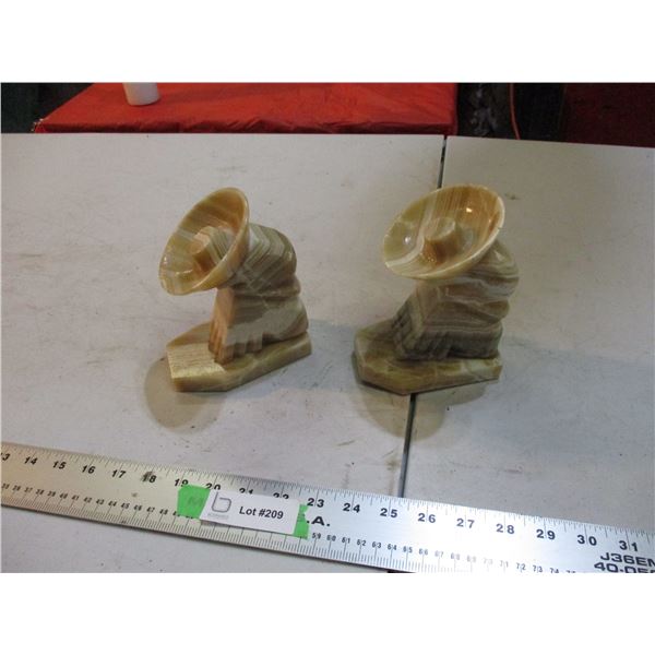 Marble bookends - pair