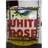 Image 1 : Vintage white rose double sided porcelain sign (29"x25")