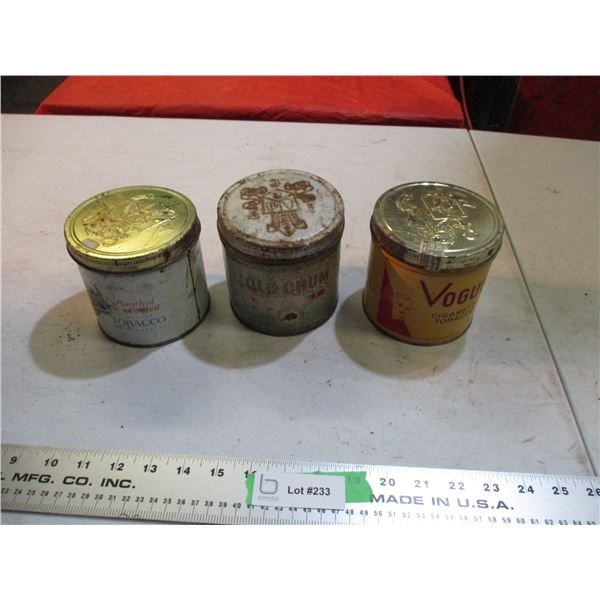 3 tobacco tins