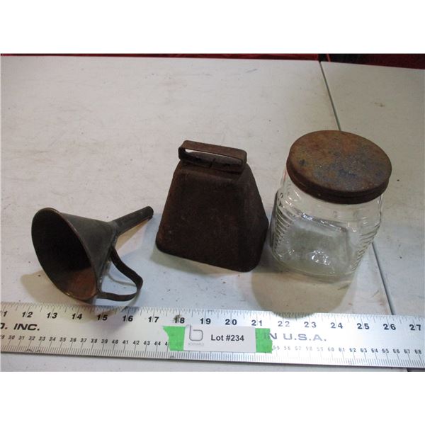 vintage funnel, bell + jar