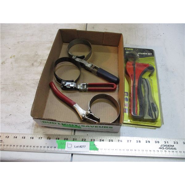 oil wrenches (3) + 2 piece wrench set (new)