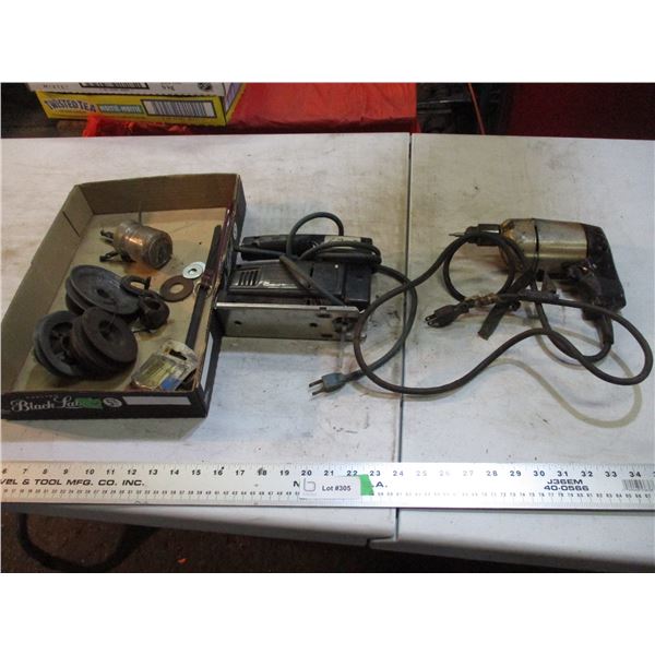 jigsaw, drill, pulleys, misc