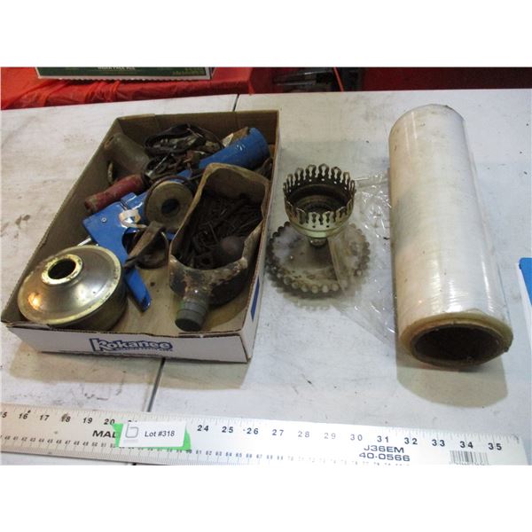 lamp bottom part, nails, misc