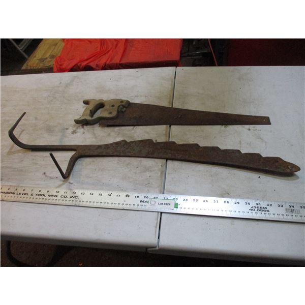vintage hay knife + hand saw