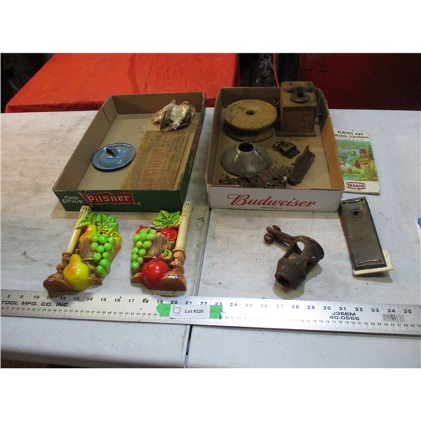 2X The Money - vintage chalkware, buggy whip holder, misc