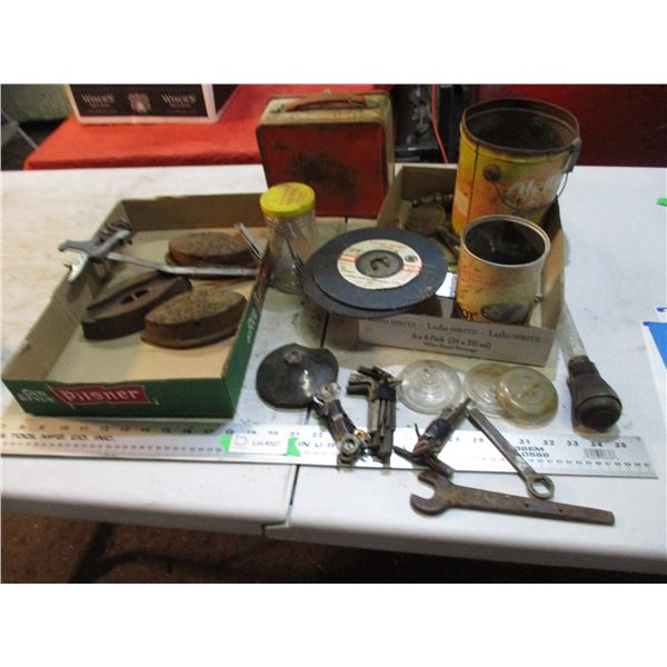 allen wrenches, small wrenches, cut off disc, misc