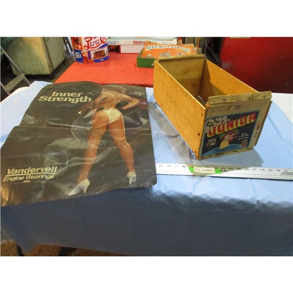 Wooden apple crate + poster