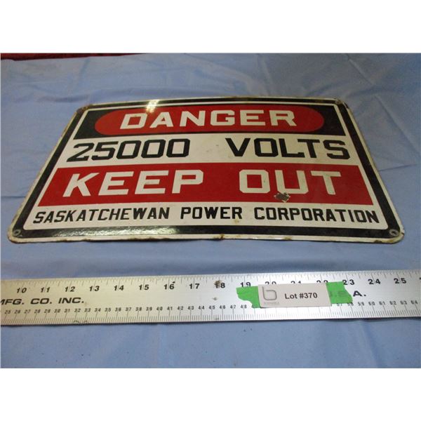 Original 1950-1960's Enamel Sask Power Sign 18.5x12.5