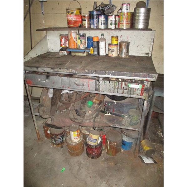 Metal work bench with drawers with contents - 48x24x37" high
