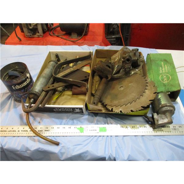 saw blades, fuel pump, misc