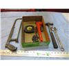 Image 1 : Hand saw, pipe wrenches, misc