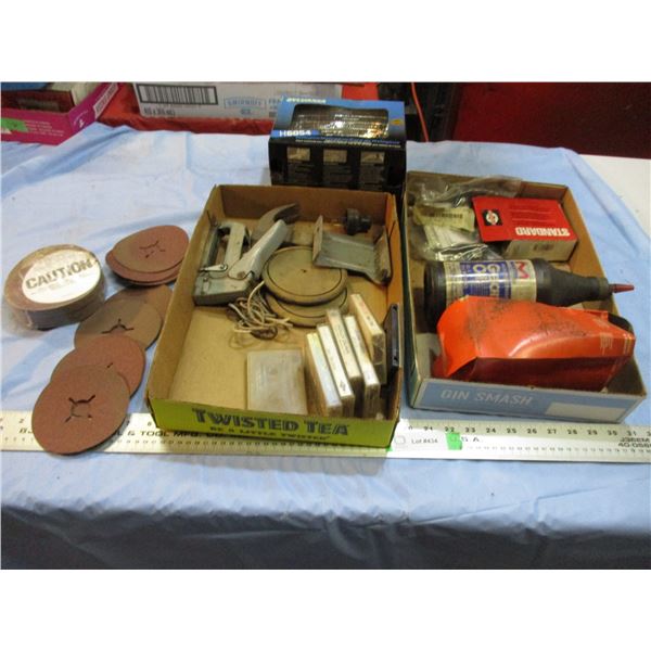 Grinding discs, halogen light, plus misc