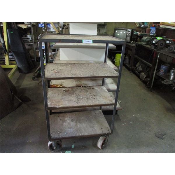 4 wheel wooden 4-tier shelf 27"x18"x47" high