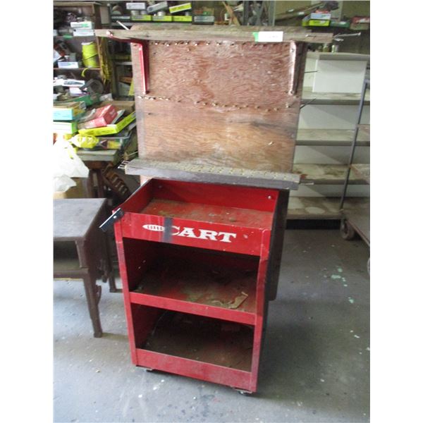 3 shelf unit with plywood backing for tools 22x14x56" tall