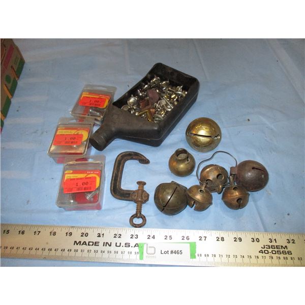 Bells, clamp, wood sockets, misc