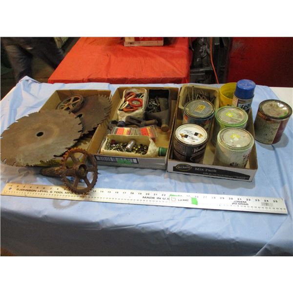 saw blades, nails, misc