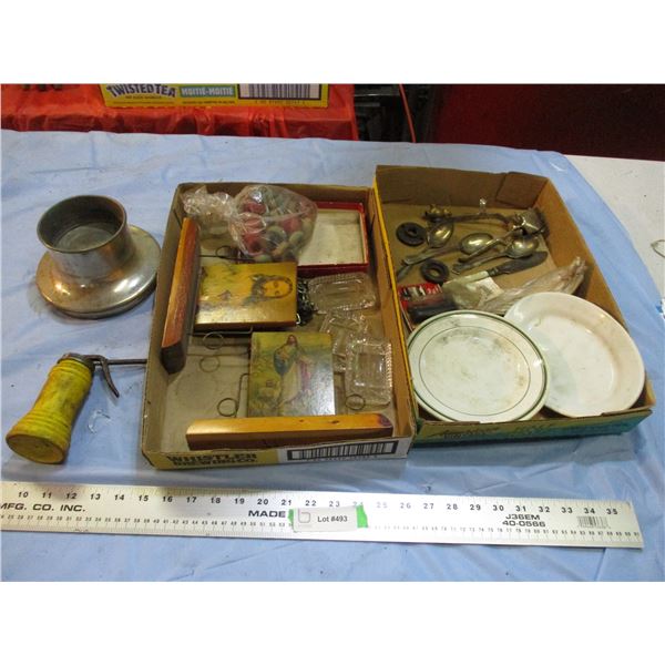 oiler bottle, decorative pieces, misc