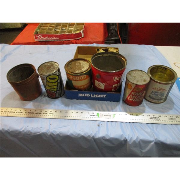 shell x100 (full) cardboard 10w30 container, other tin containers