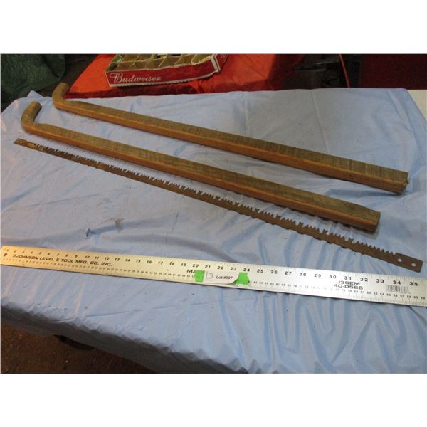 walking plow handles, saw blade
