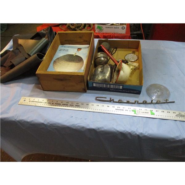 chevrolet emblem, wooden apple crate, misc