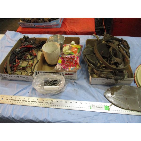 tie down straps, nails, misc