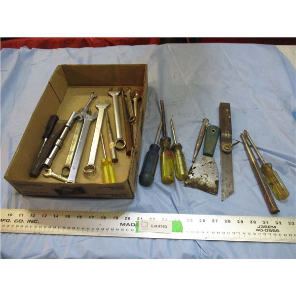 wrenches, screwdrivers, misc