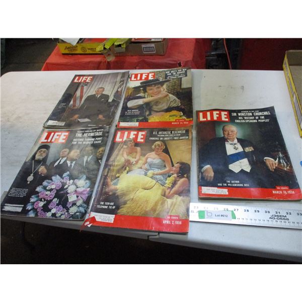 (5) 1950-60's life magazines