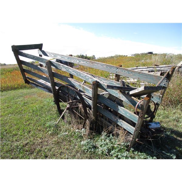 2 wheel vintage livestock rack cart - 11ft 2"x32"