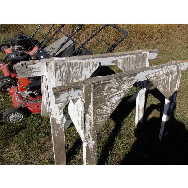 Pair of wooden sawhorses